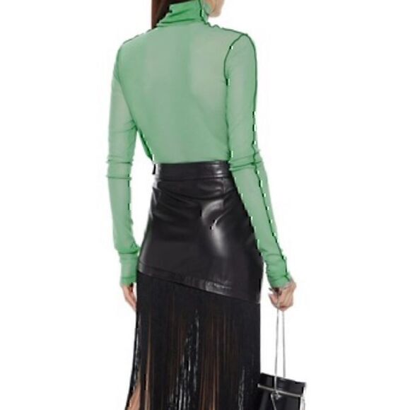 Helmut  Lang  Stretch-Mesh  Turtleneck  Top  Size  S Radiated Green  New - Picture 8 of 8